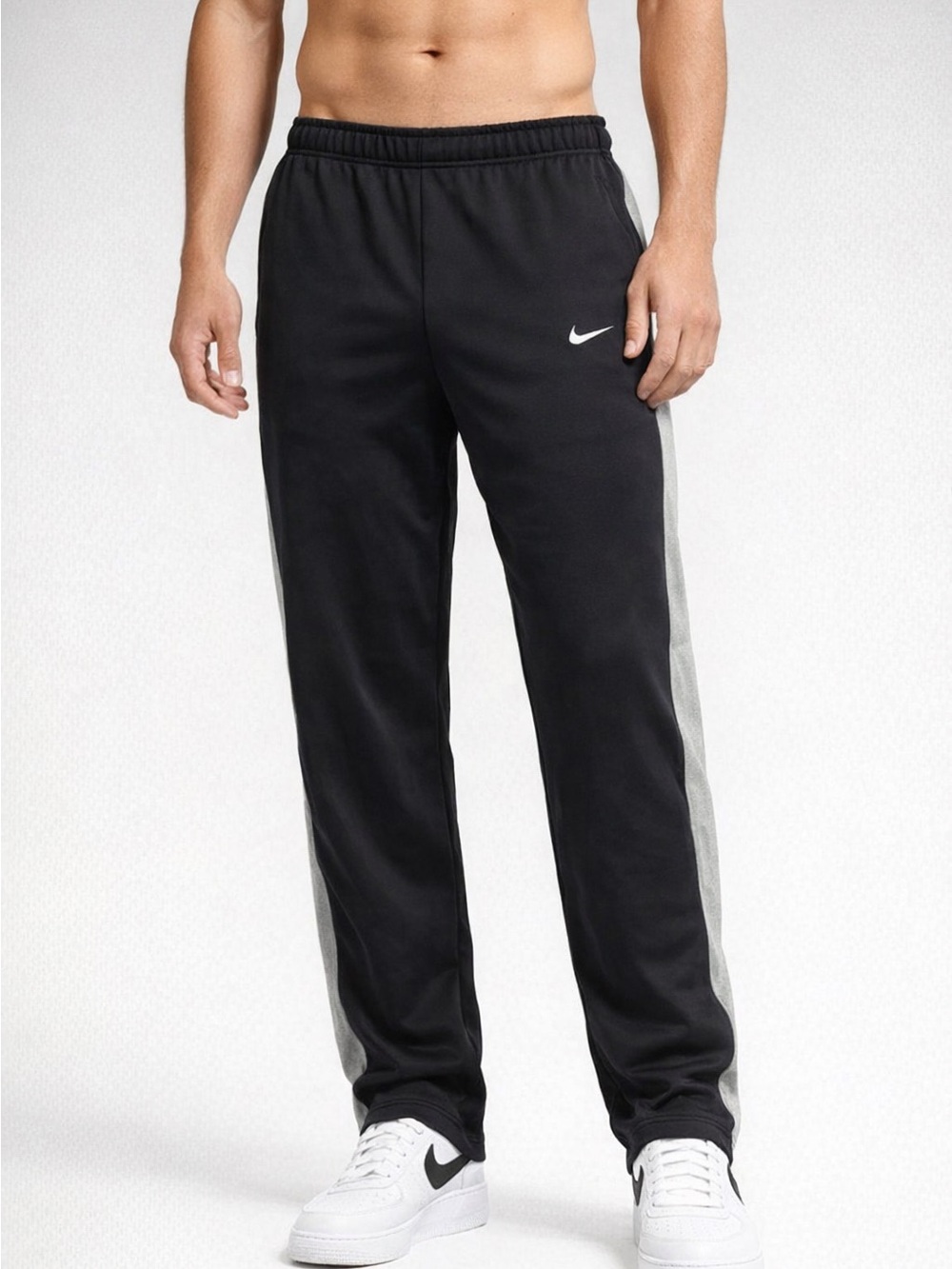 Nike Therma-Fit Black Gray Athletic Pants Men’s L | Warm Training Joggers EUC